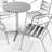 Johannette Round Aluminum Indoor-Outdoor Restaurant Dining Table Set with 4 Slat Back Chairs-93389844-93389841