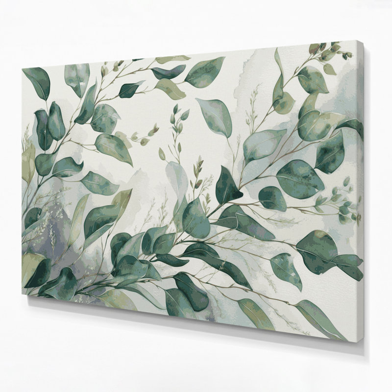 Art mural sur toile botanique eucalyptus beige, H 12 po x l 18 po