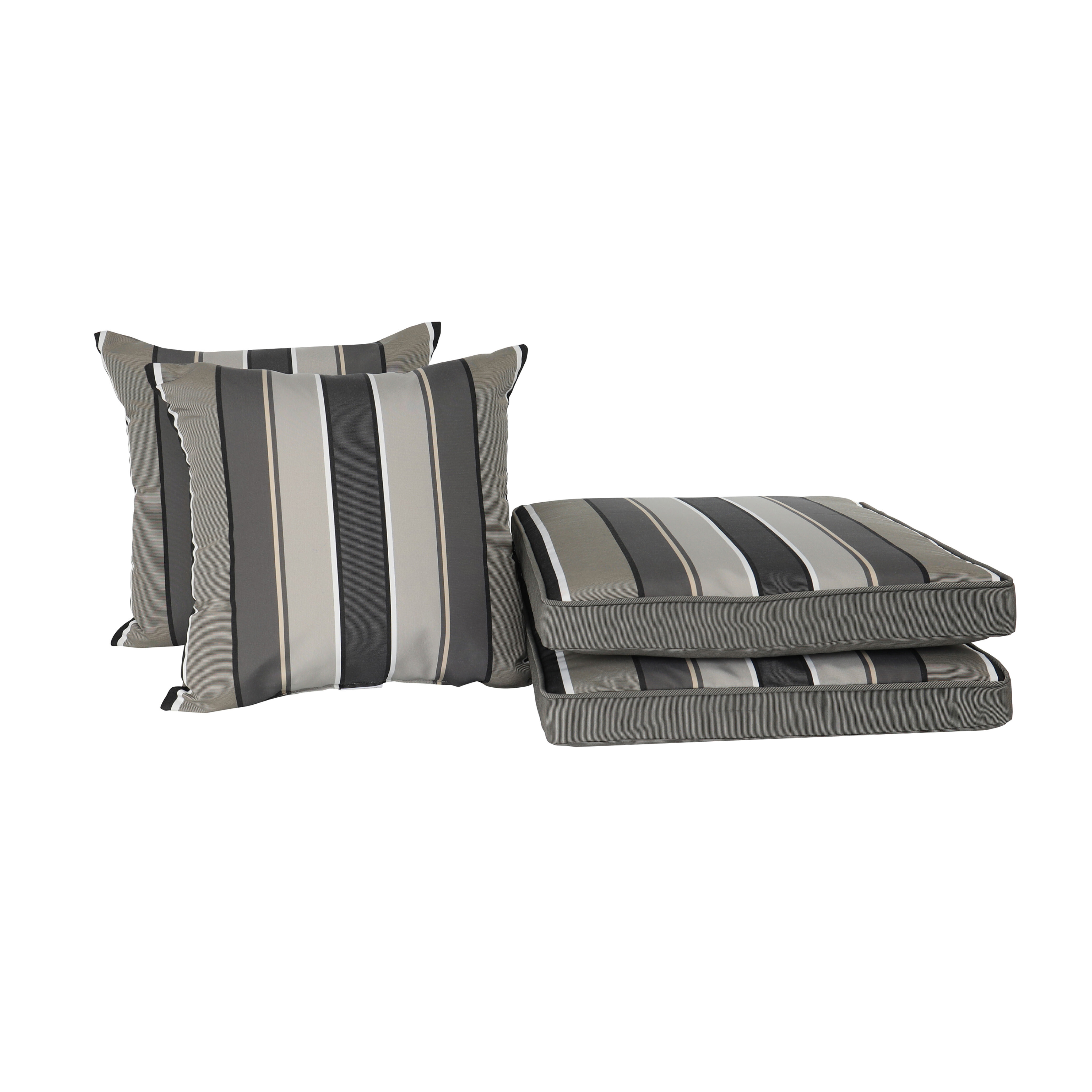 Grey striped outdoor clearance cushions