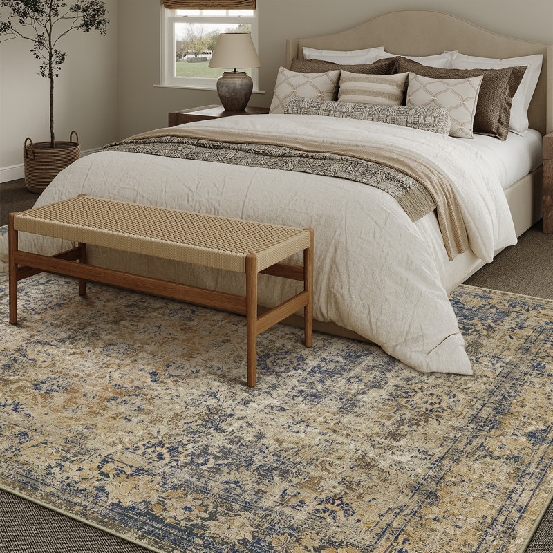 Tapis brun / bleu Velusha, Rectangle 6 pi x 9 pi