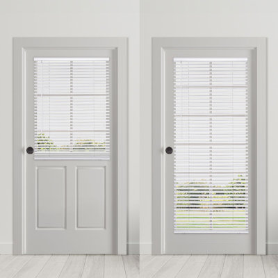 Cordless No Tool  Magnet Mini Blinds For Metal Doors, Room Darkening, 25" W X 72" H, White