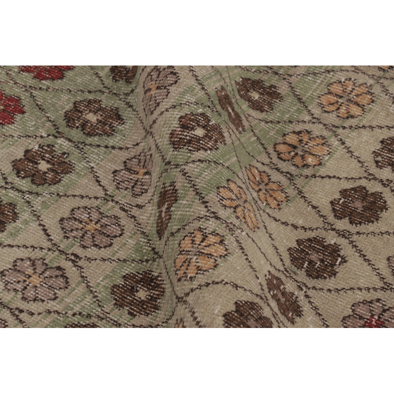 Distressed One-of-a-Kind 5'3X9'1 Hand Knotted Area Rug