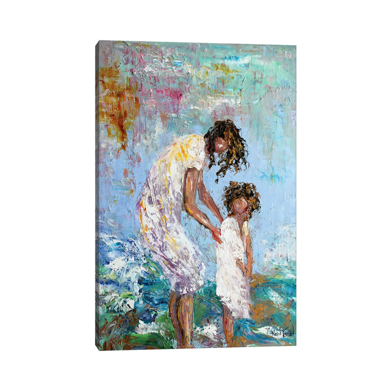 Mother And Child At Beach by Karen Tarlton - Wrapped Canvas Painting, 66.04 cm H x 45.72 cm W x 1.91 cm D