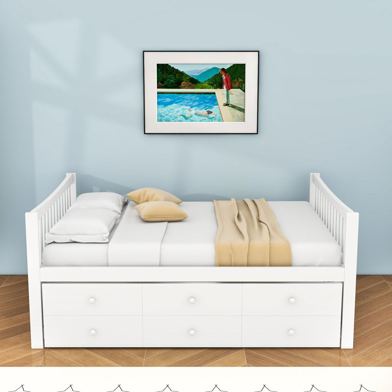 Marlar 3 Drawers Wooden Daybed with Trundle, Full/Double, White