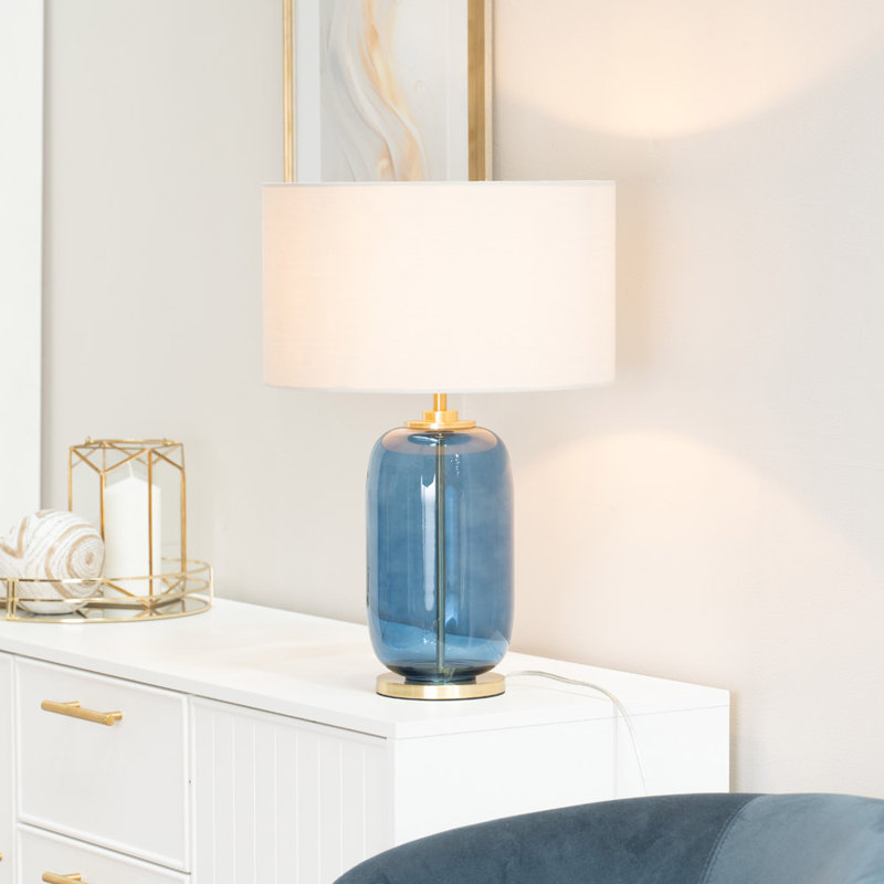 Angula Glass Table Lamp, Natural, Blue