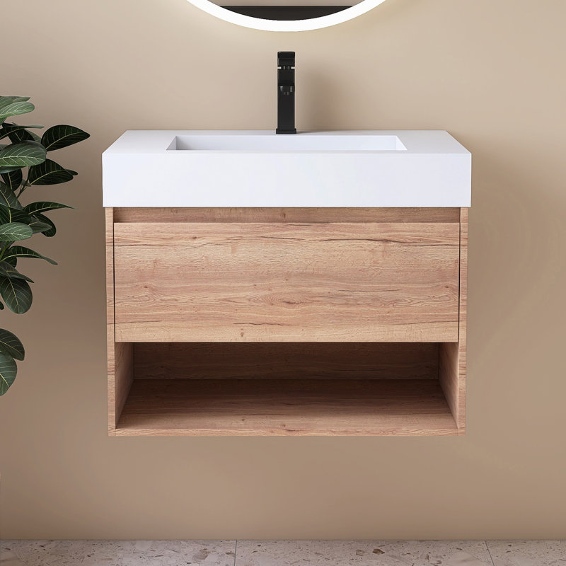 Ensemble de meuble-lavabo mural 30 po avec lavabo à surface solide avec lavabo