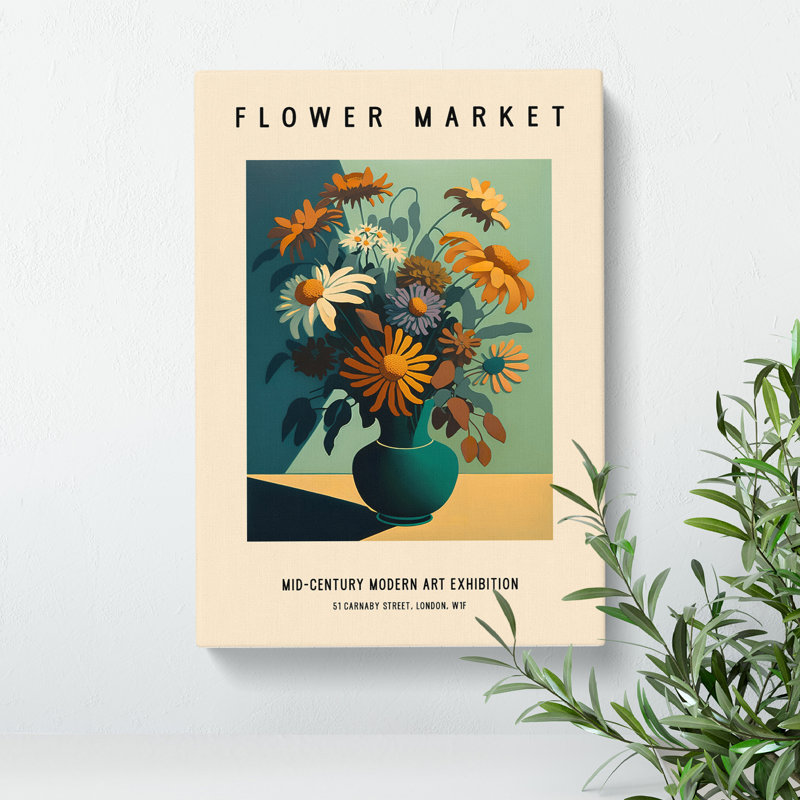 XMKTMKT-447 Mid Century Flower Market Exhibition No.6 - Wrapped Canvas Print, 50cm H x 35cm W x 3cm D