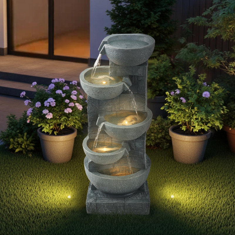 Weather Resistant Waterfall Fountain with Lights