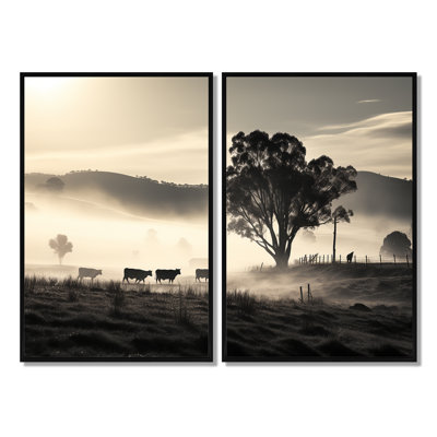 Bovin brumeux, art mural sur toile