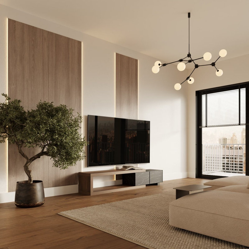 Ocean Dune Pre-Designed 96" x 96" TV Wall Panel Kit with LED Lighting
