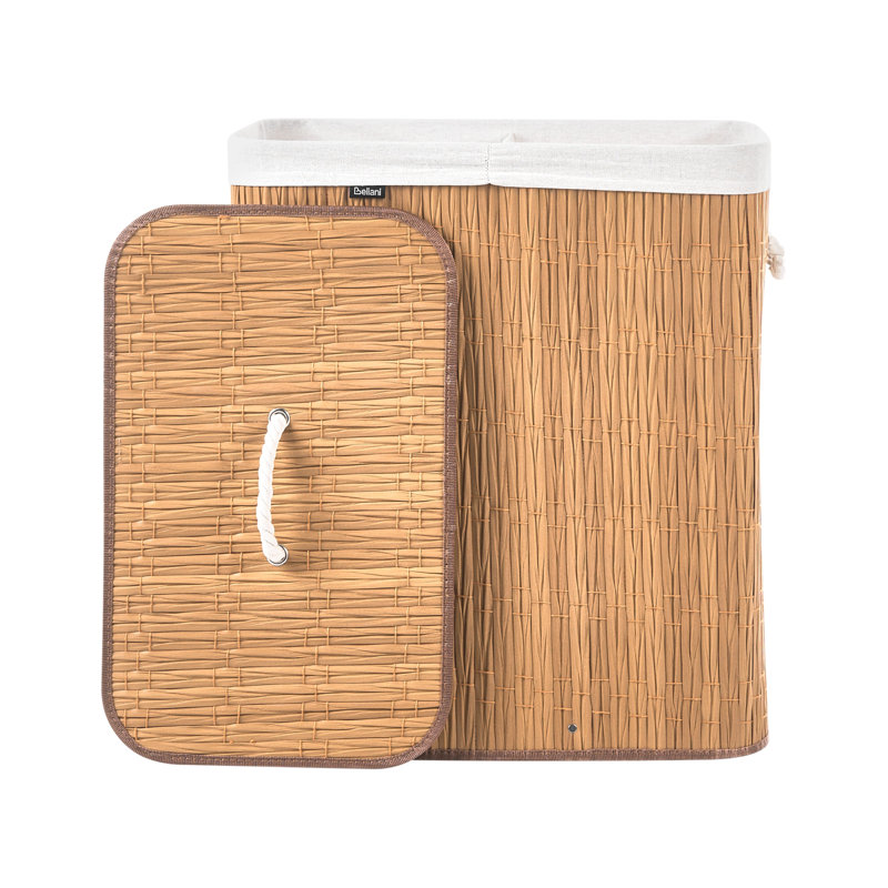 Fabric Laundry Basket, Brown, White
