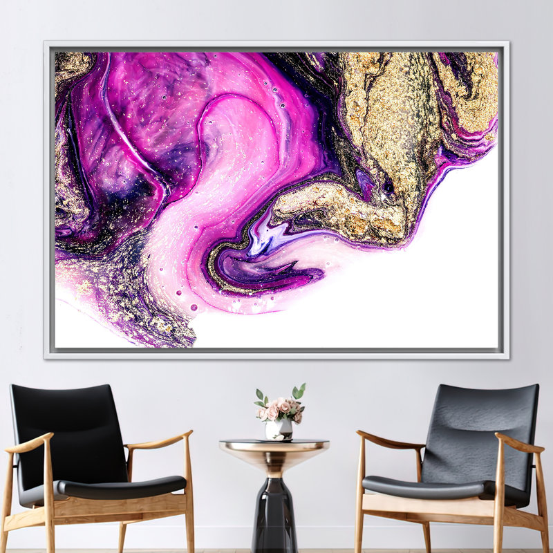 Luxurious Marble Abstract Canvas Art for Modern Wall Decor, 70 cm H x 100 cm W, White Floater Framed