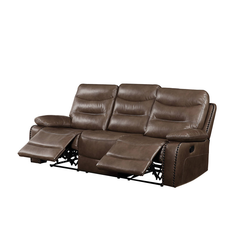 Canapé inclinable en cuir brun Aashi
