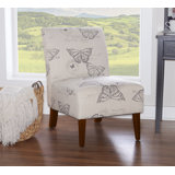 Cashaun Upholstered Butterfly Fabric Slipper Chair with Wood Legs