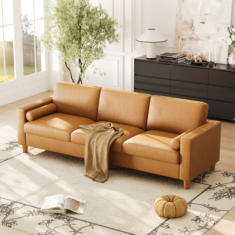 3 Seater Faux Leather Sofa, Orange