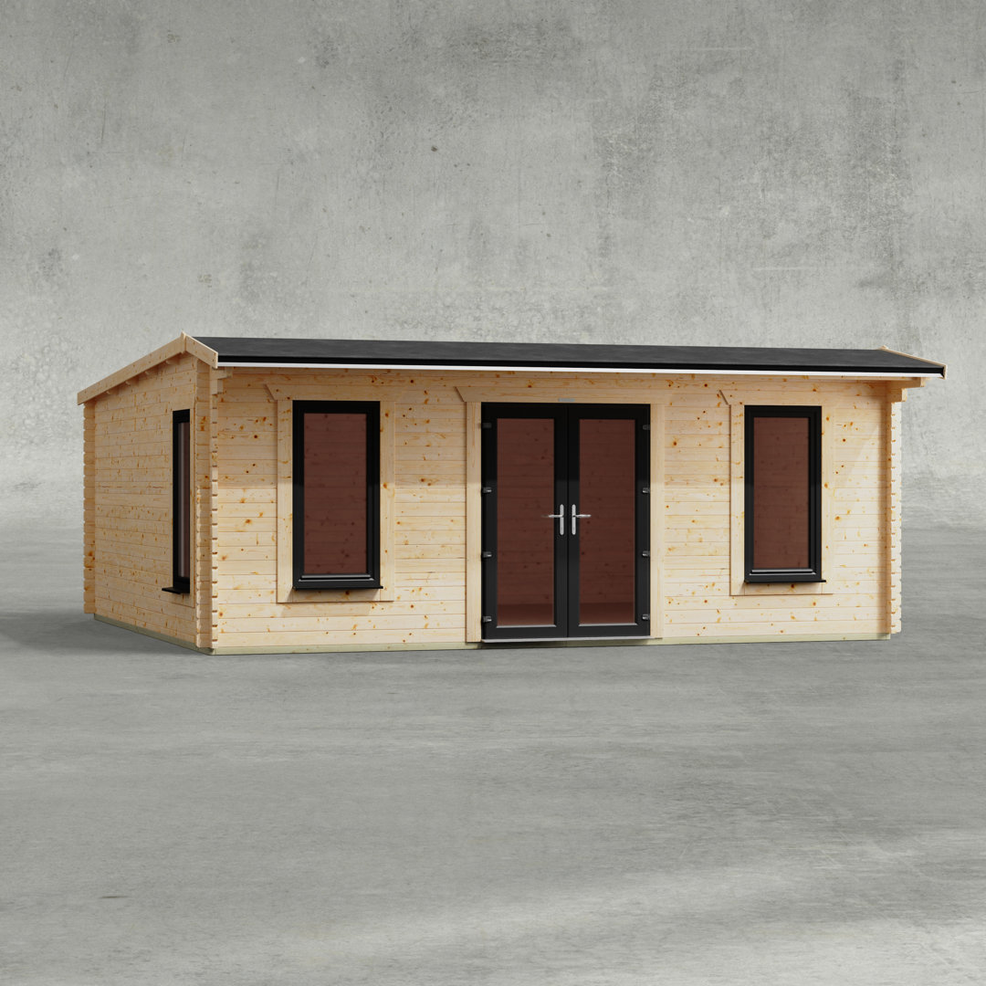 Powersheds 20 x 18ft Apex Log Cabin, Doors Central - 44mm