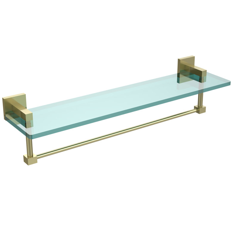 Haranu Bracket Shelf with Towel Bar, Satin Brass, 22 Inch