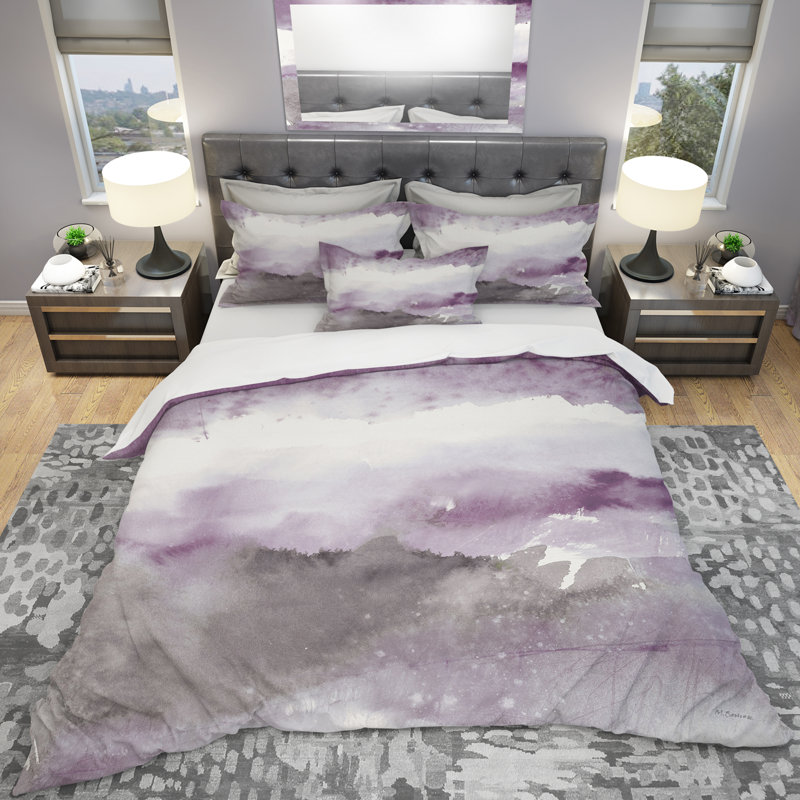 Abstract Duvet Cover Set - Midnight at the Lake III, King Duvet Cover + 2 Shams