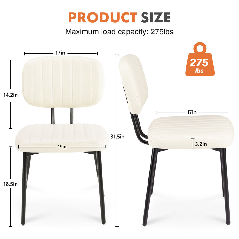 8-Piece Modern Faux Leather Dining Side Chairs Set - Upholstered, Sturdy Metal Legs Dining Chair For Living Room & Dining Room