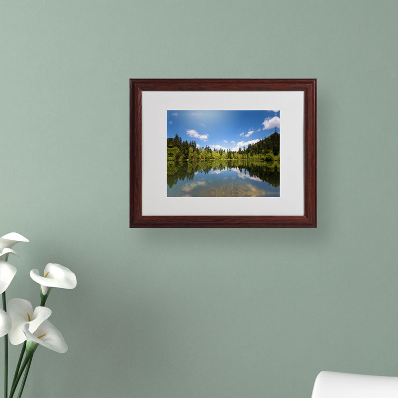 Lake Maix Landscape Canvas Art with Dark Wood Frame