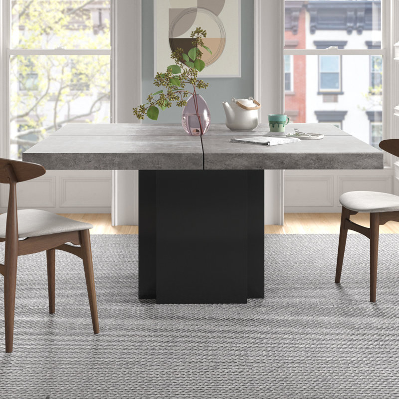 Casden Dining Table, Concrete Grey / Pure Black, 130cm x 130cm