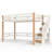 Twin Loft Bed With Clothes Hook And Storage Shelves, Wood Loft Bed Frame With Staircase Storage, Built-In Book Shelves, Ample Under-Bed Space, Beige & Natural Finish-1716528681
