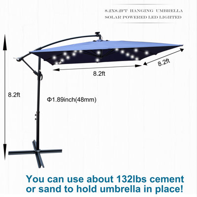 Revonda 98'' x 98'' Rectangular Lighted Cantilever Umbrella