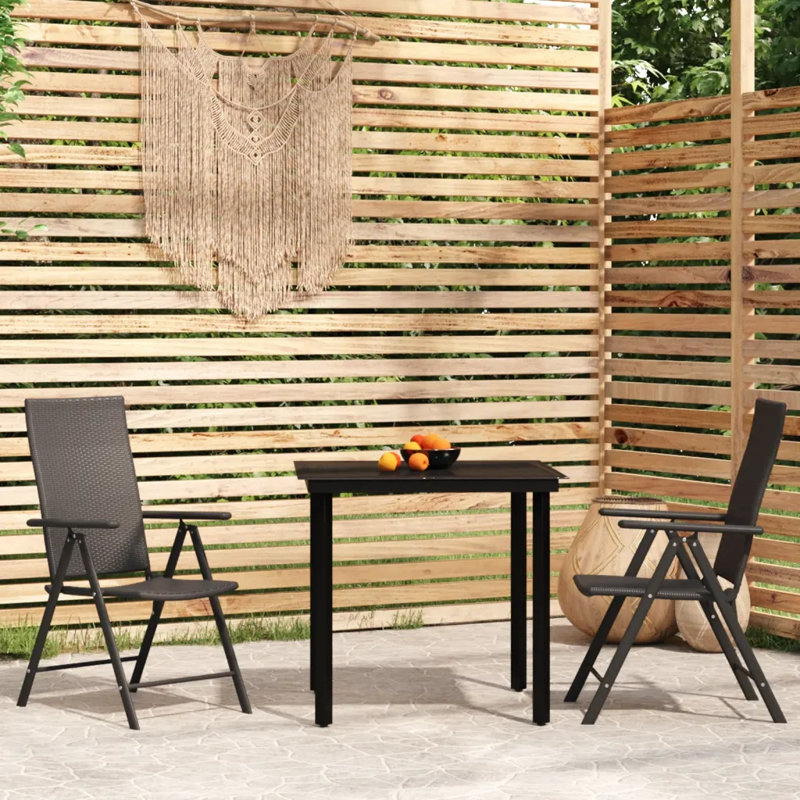 Gleen 2 - Person Patio Dining Set with Square Table, Black