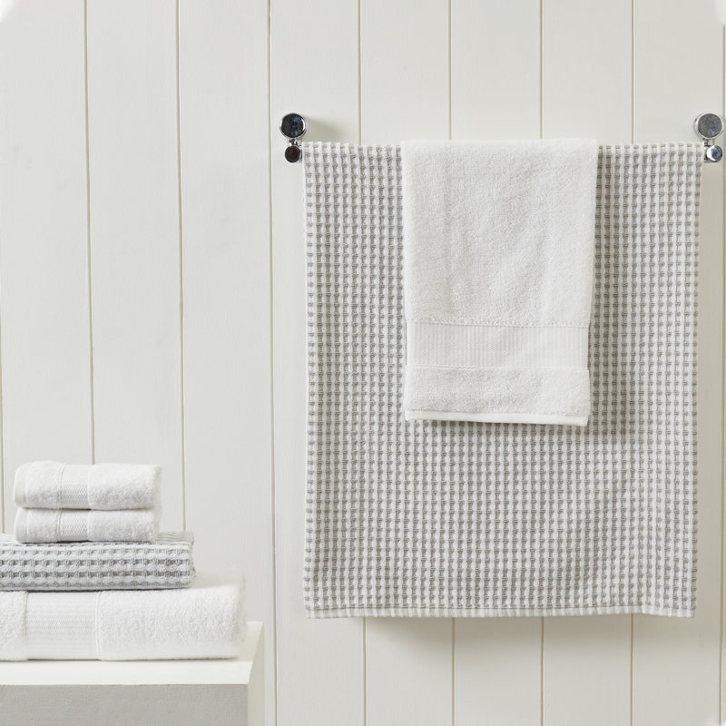 Modern White and Gray Cotton 6-Piece Towel Set