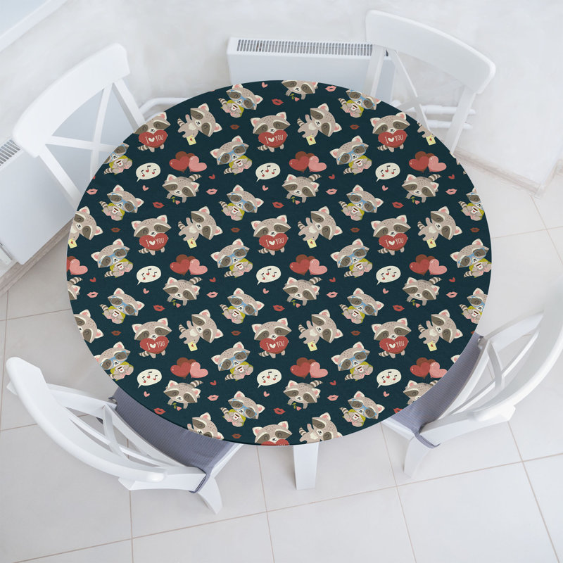 Bungalow Rose Romantic Fitted Round Tablecloth Diameter Multicolor