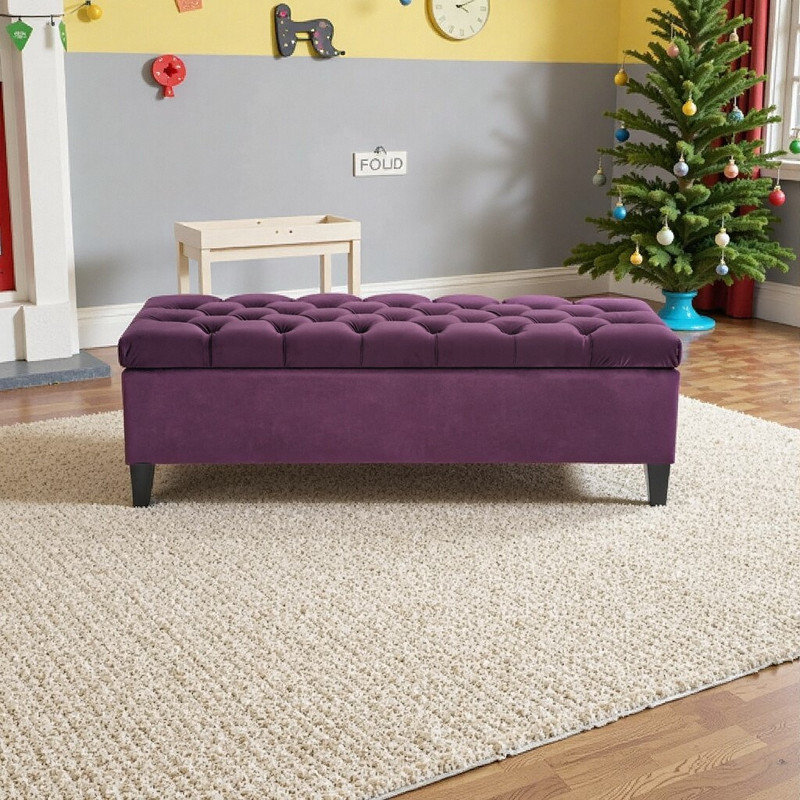 Banc de rangement avec repose-pieds 51 po, Mauve