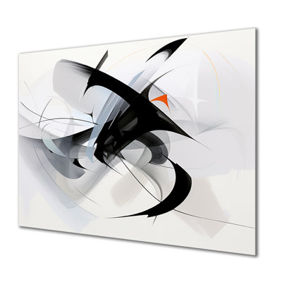 «Black Midnight Jazz» avec une touche d'orange - impression d'art abstrait en spirale