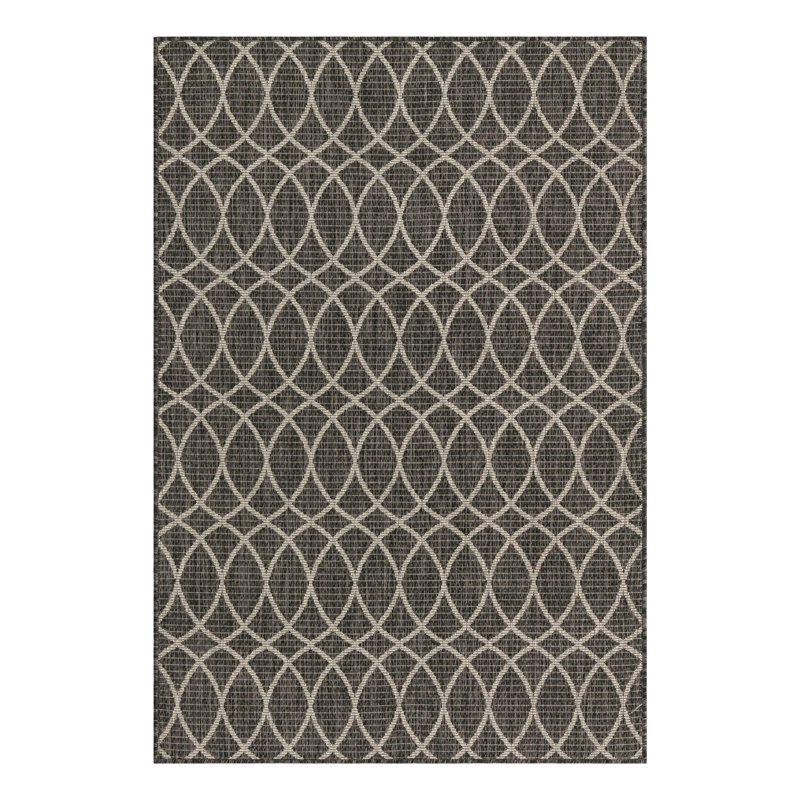 Charcoal Gitter Indoor/Outdoor Trellis Rug, Rectangle 4' x 6'