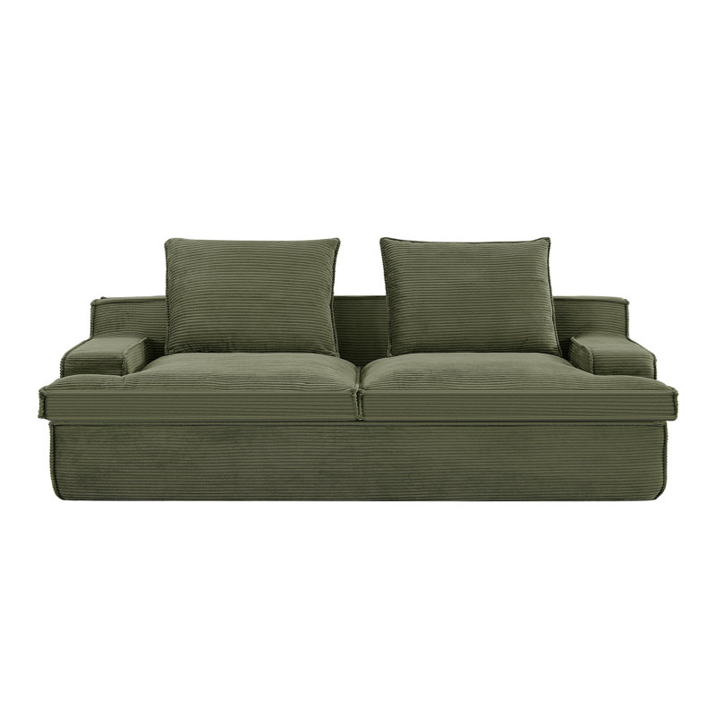 Canapé 4 places sans assemblage - mousse complète, velours côtelé doux, ergonomique, large, 90 po pour assemblage de salon, 90 po