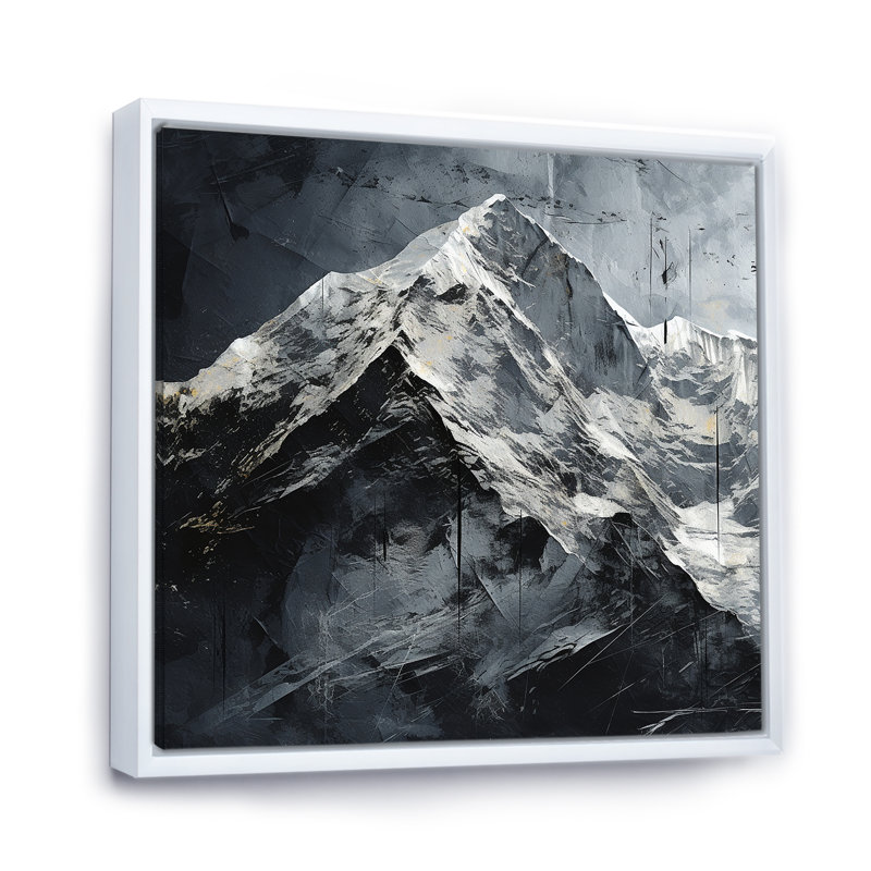 Snowy Mountain Peak sur toile, H 24 po x l 24 po x P 1 po, Cadre flottant blanc