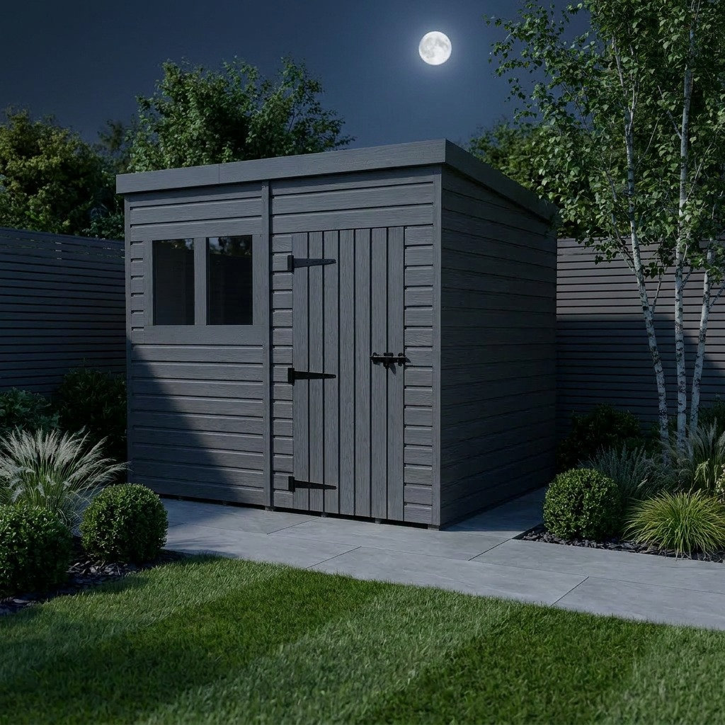Total Sheds 11ft x 6ft Composite Pent Garden Shed - Single Door - With Windows - EPDM Rubber Roof - UK Manufactured