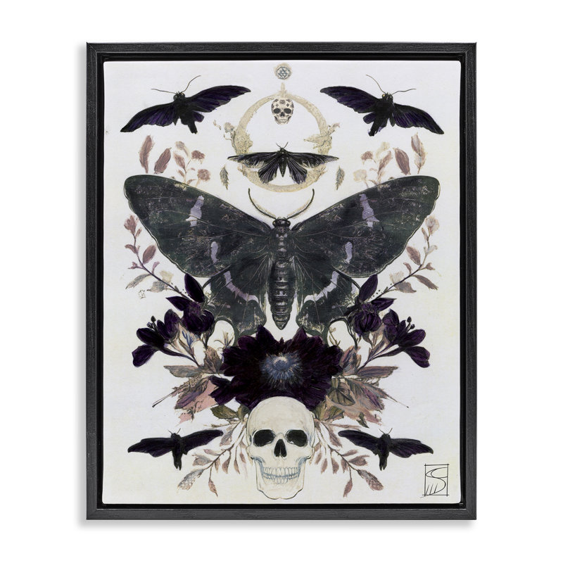 Cadre flottant gothique symétrique à tarot papillon, design par Sara Culpepper, Cadre flottant noir de jais