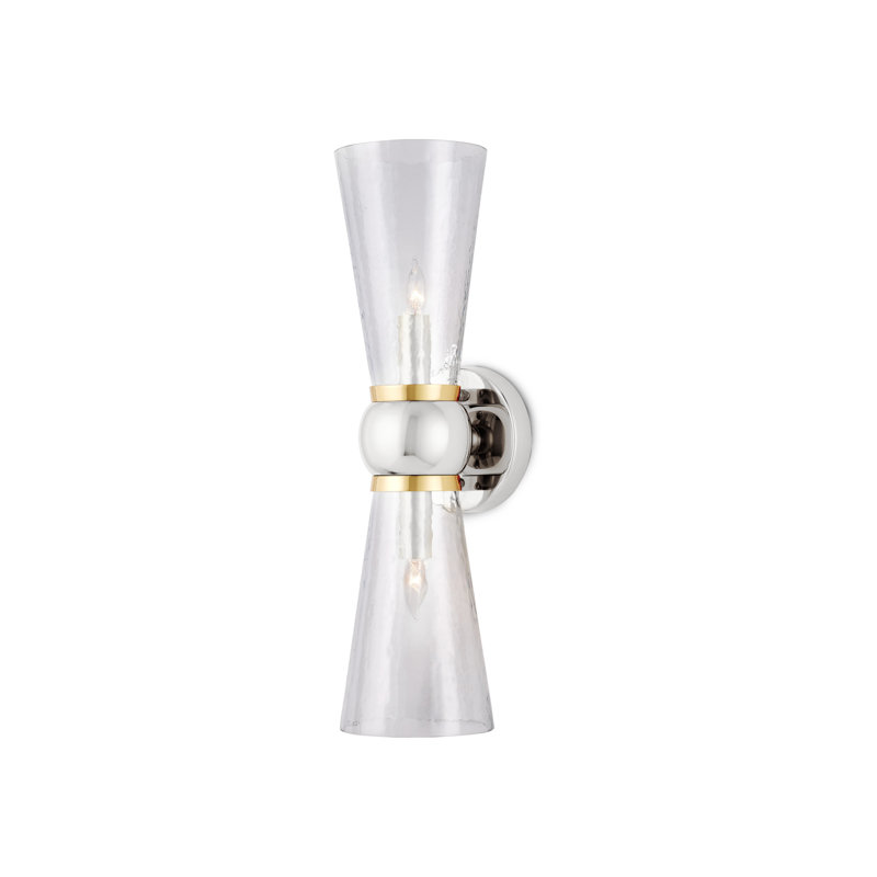 Byford Bath Wall Sconce, Polished Nickel/Polished Brass