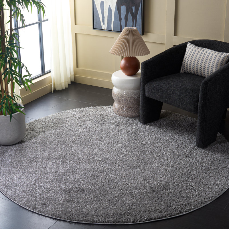 Everett Shag Performance Solid Color Indoor Rug, Round 6'7"