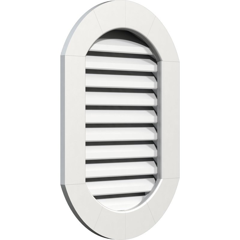 Évent à pignon vertical en PVC avec cadre plat et bordure blanche, H 31 po x l 29 po x P 3 po
