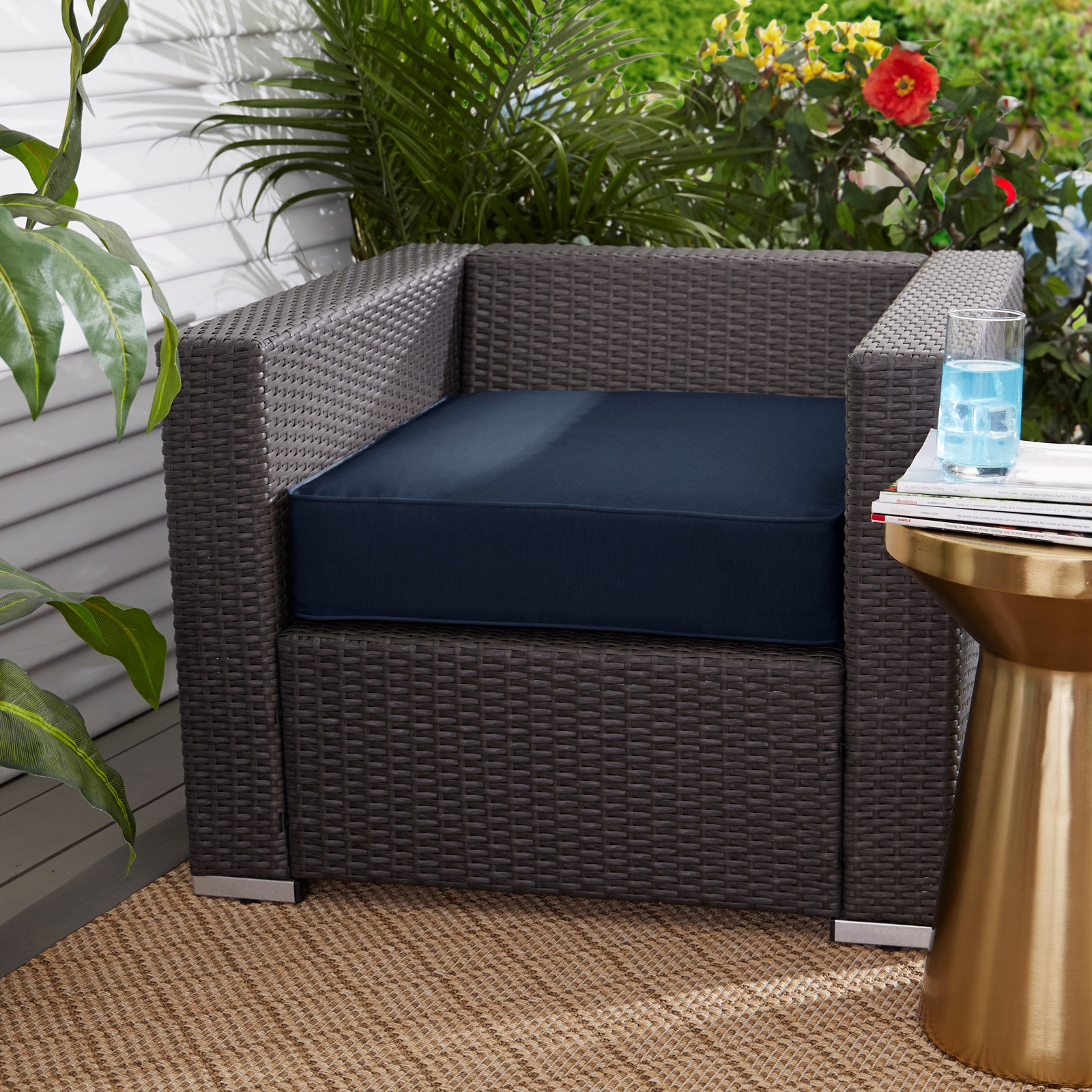 Whelan Dining Chair Cushion, 5" H x 23" W x 27" D, Navy