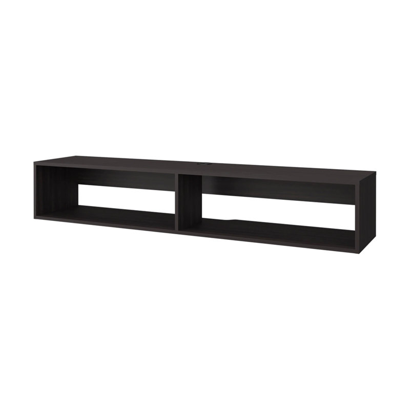Wengue Floating Media Rack In Melamine With 2-Shelves, Wenge, 10.4"H x 12.6"L x 59.1"W