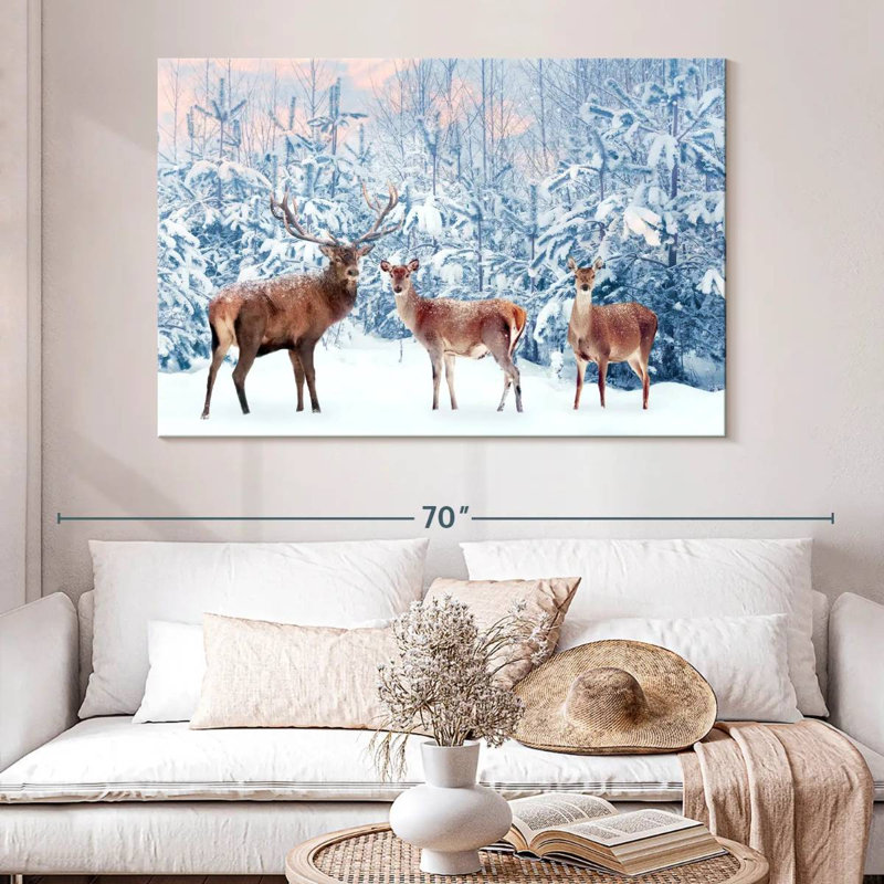 Brampt Deer In Winter, 34" H x 51" W