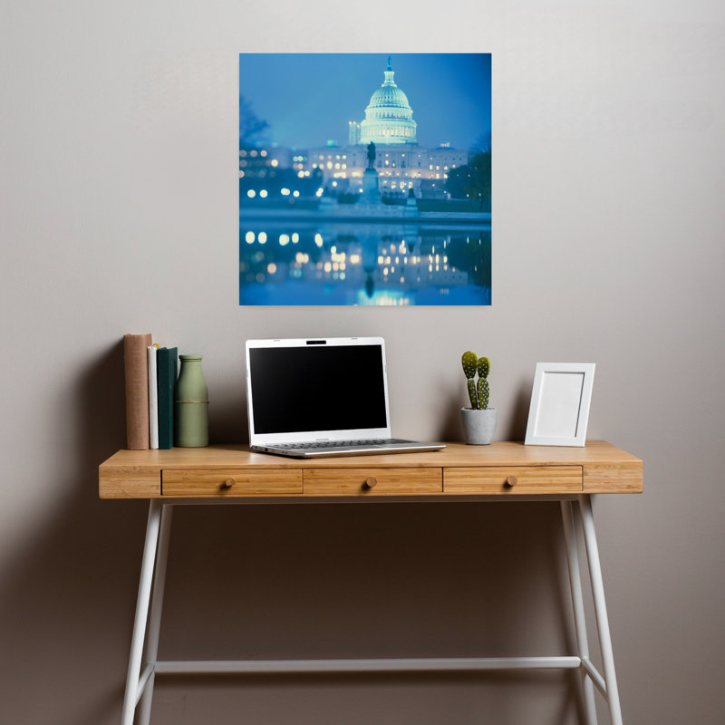 Government building lit up at night Capitol Building Washington DC USA 1 Piece Wrapped Canvas Wall Art, 45.72cm H x 45.72cm W