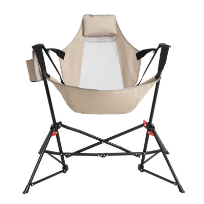 Chaise de camping, chaise berçante pliante portative avec dossier réglable, coussin et porte-gobelet, kaki (paquet de 2)