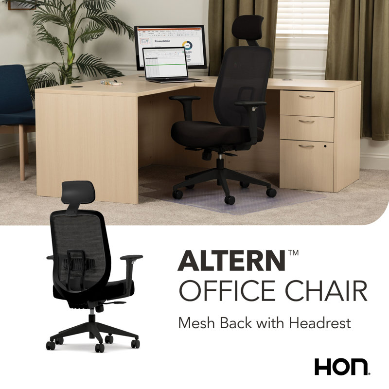 HON Altern Mesh Mid Back Task Chair, Black Frame, Black, Black, Black