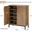 Armoire à chaussures à 5 niveaux en MDF et métal brun clair avec portes dissimulées - Rangement à chaussures spacieux pour 15 à 20 paires pour le vestibule, la chambre