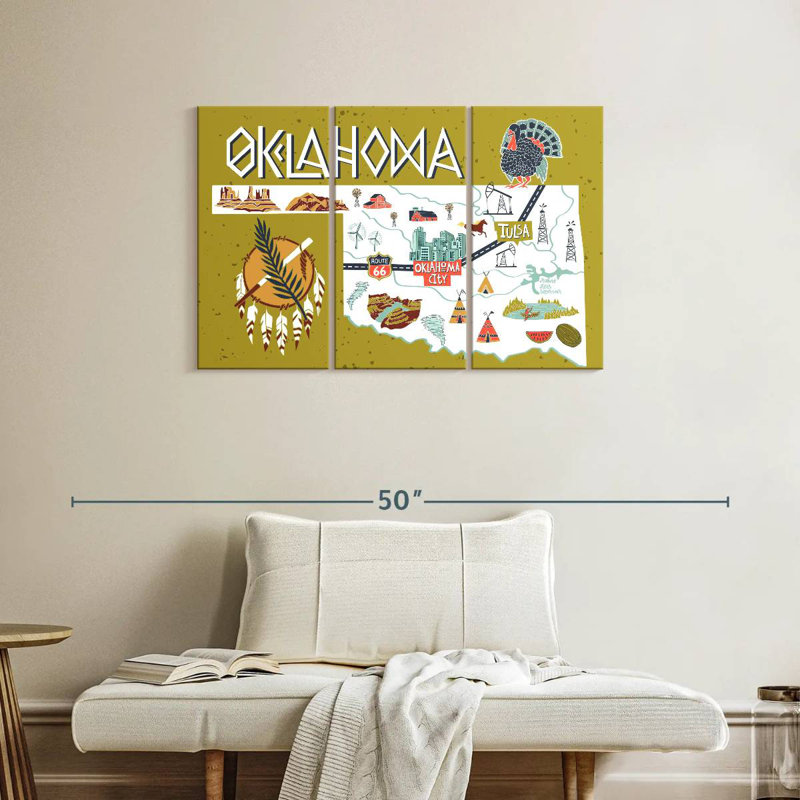 Icônes de carte Aliaz Oklahama, H 24 po x l 38 po