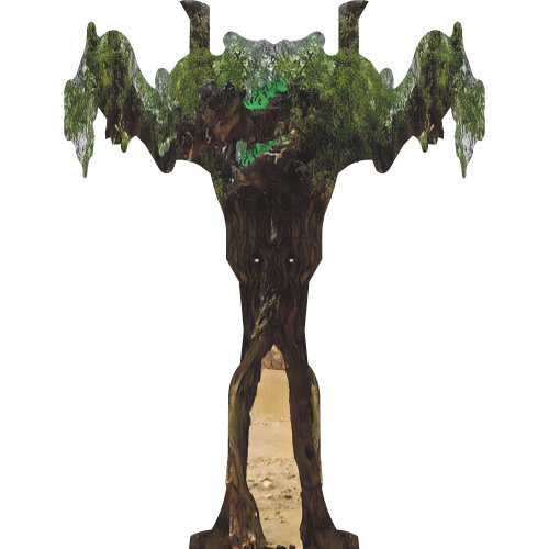 H13637 Pied d'arbre debout debout en forme de monstre découpé en carton debout