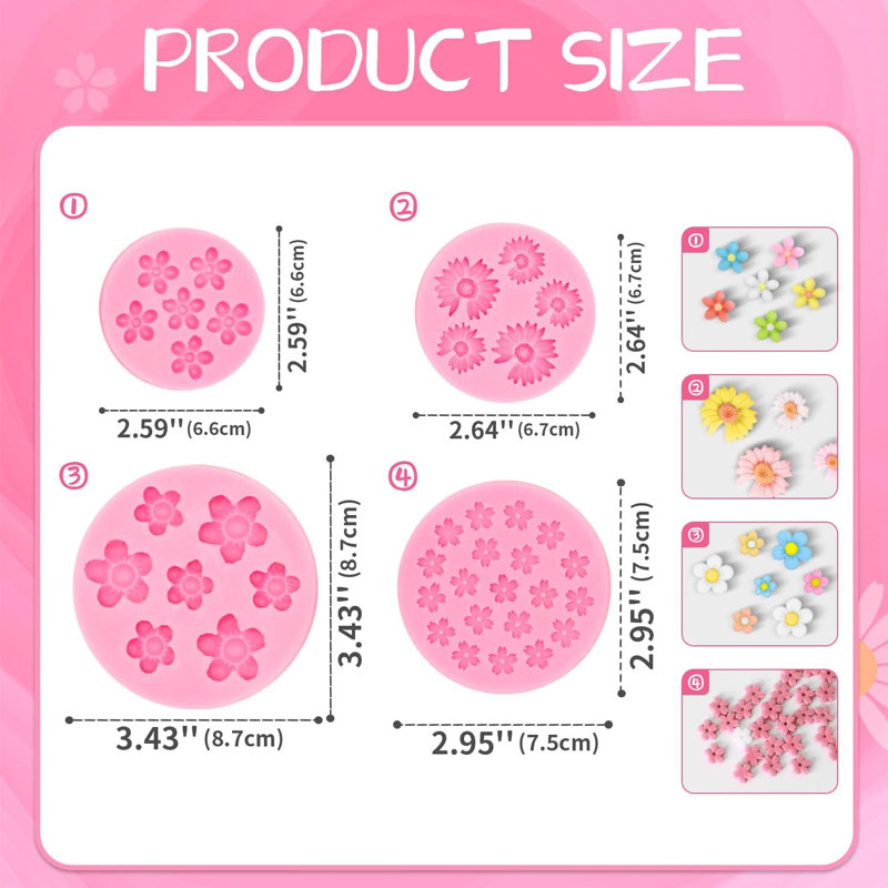 Ensemble de 4 moules en silicone rose